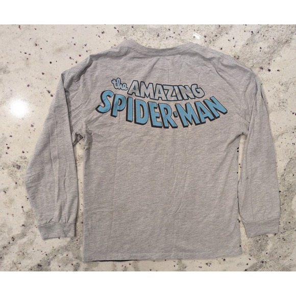 Spiderman Gray/Blue AOP Youth XL Fits Womens Petite S Cartoon Kidcore Nostalgia - Picture 5 of 6